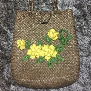 Embroidered Handmade Straw Tote